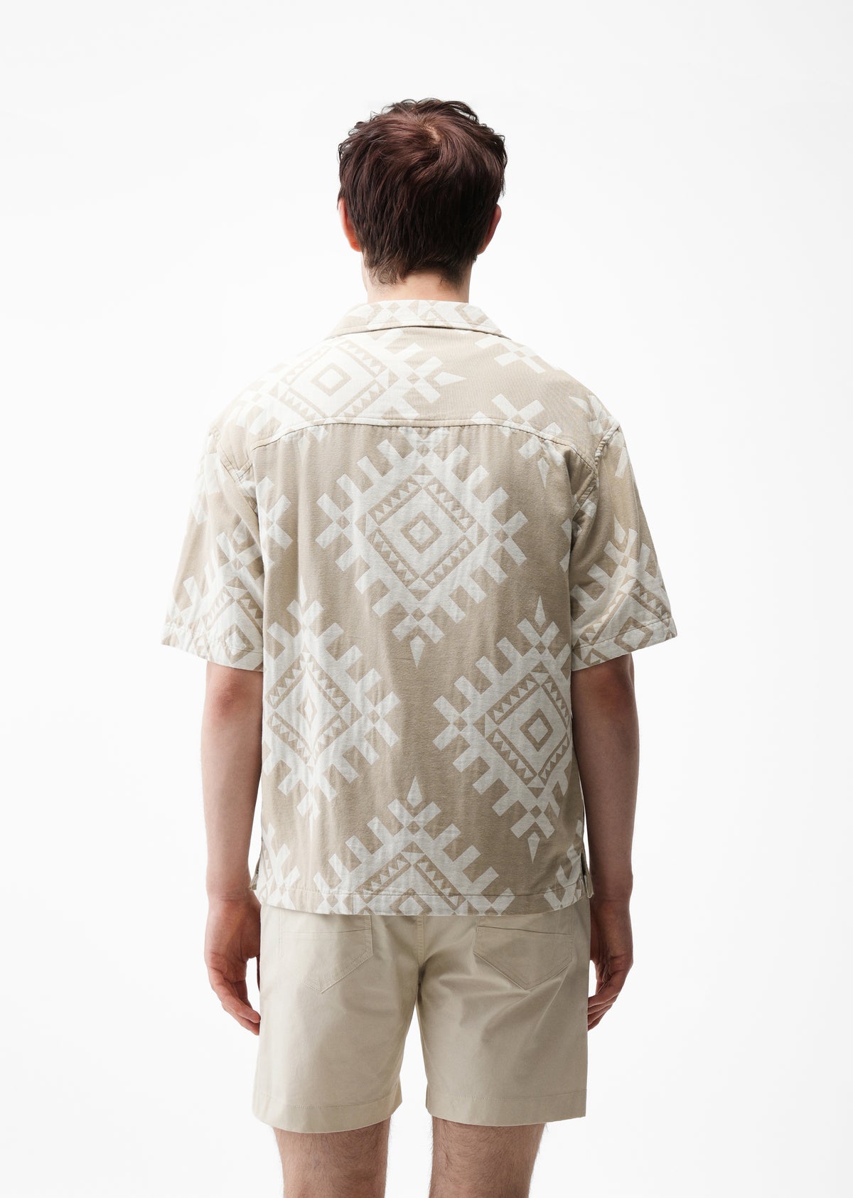 Beige Geometric Jacquard Shirt