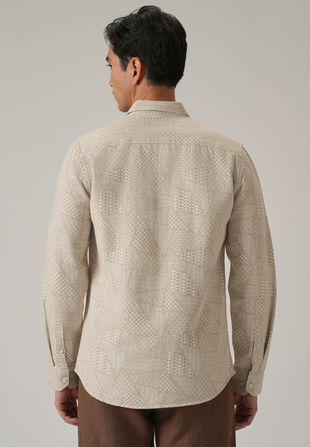 Beige Geometric Pattern Shirt