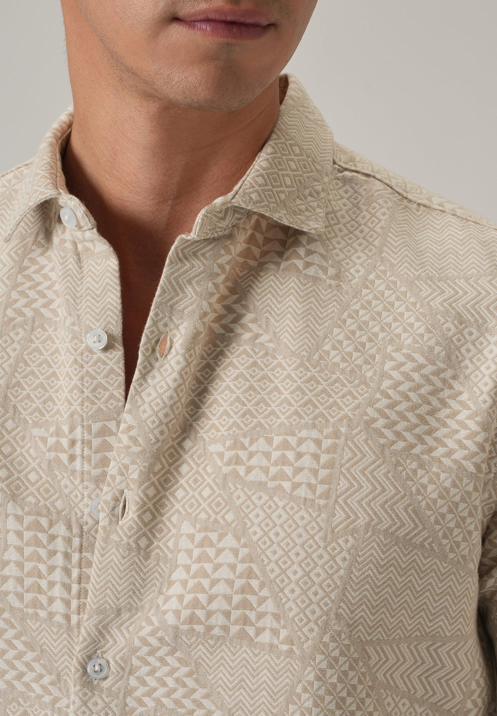 Beige Geometric Pattern Shirt