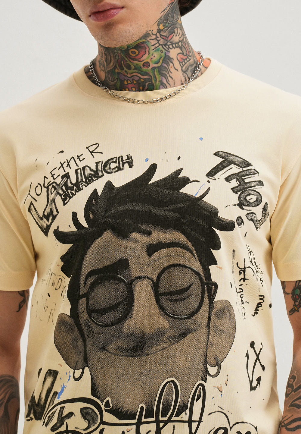 Beige Graphic Printed T-shirt