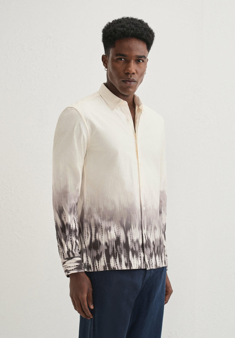 Beige Grey Gradient Printed Shirt