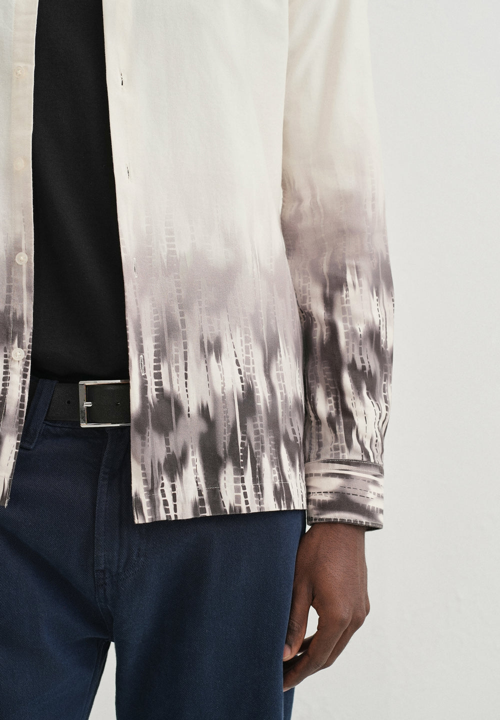 Beige Grey Gradient Printed Shirt