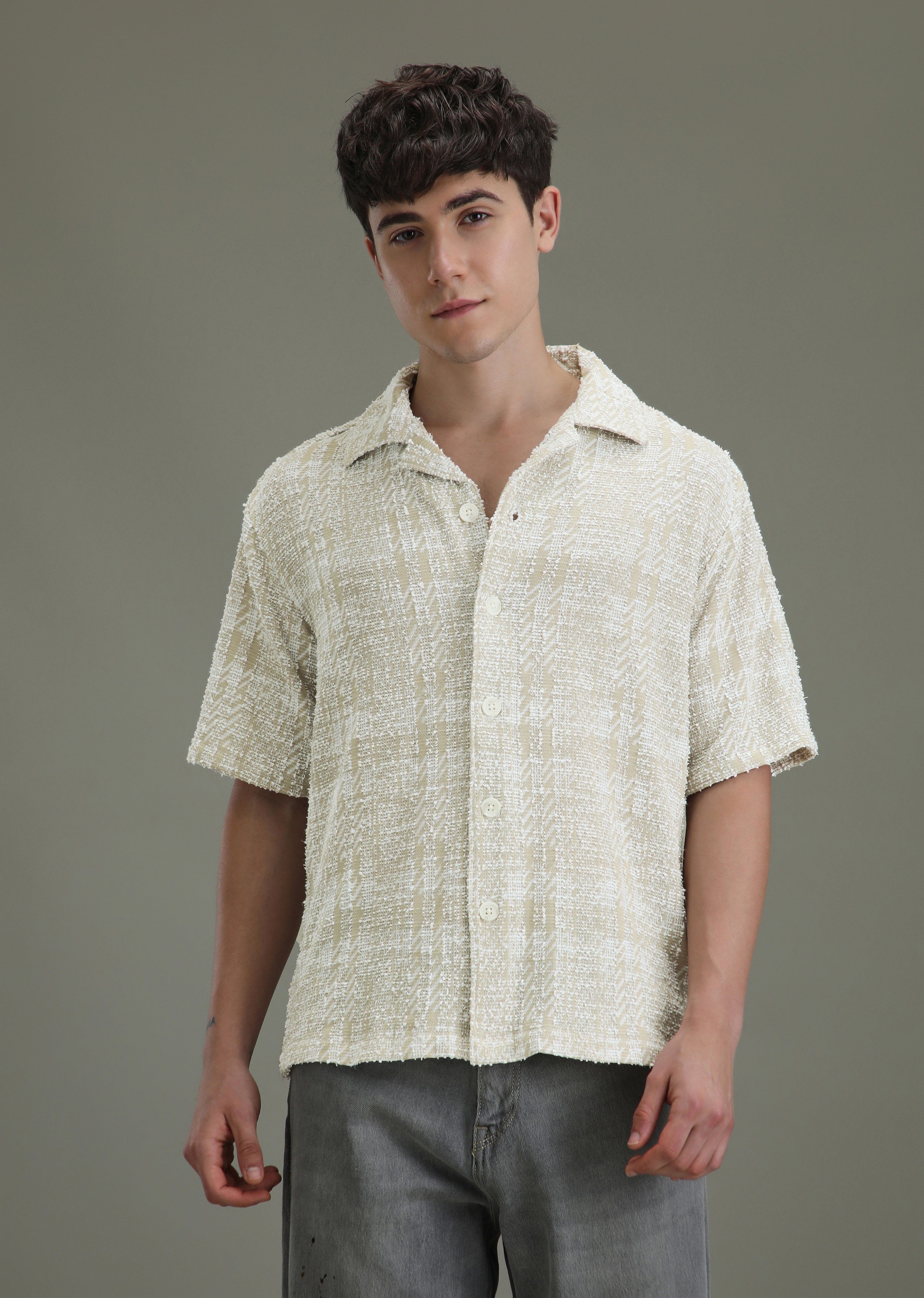 Beige Jacquard Towel Shirt