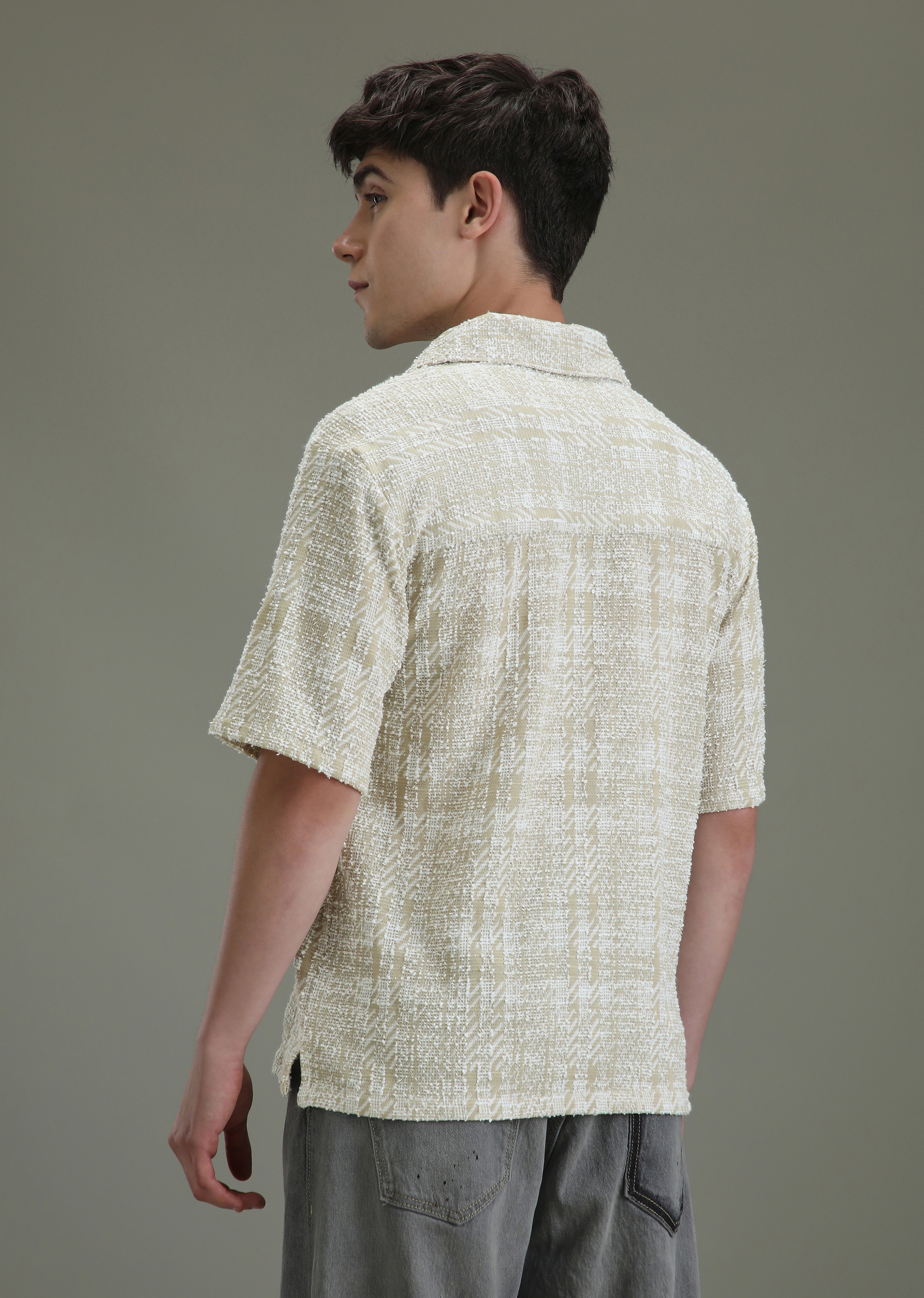 Beige Jacquard Towel Shirt