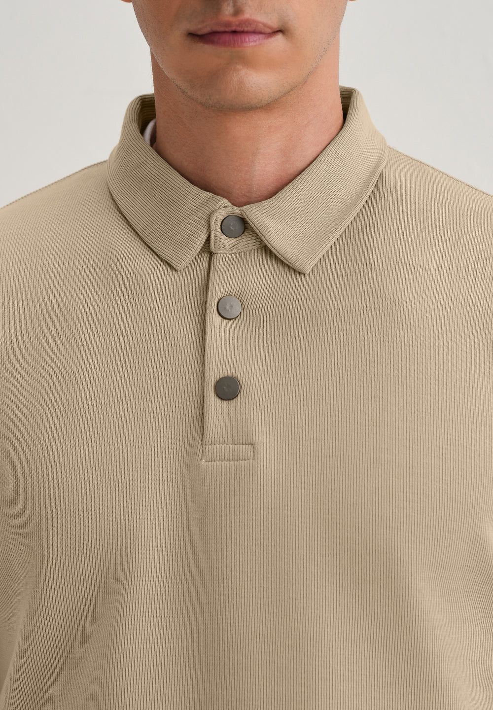 Beige Knitted Polo Sweatshirt