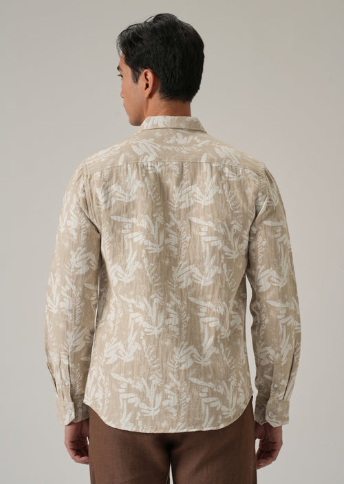 Beige Leaf Pattern Shirt