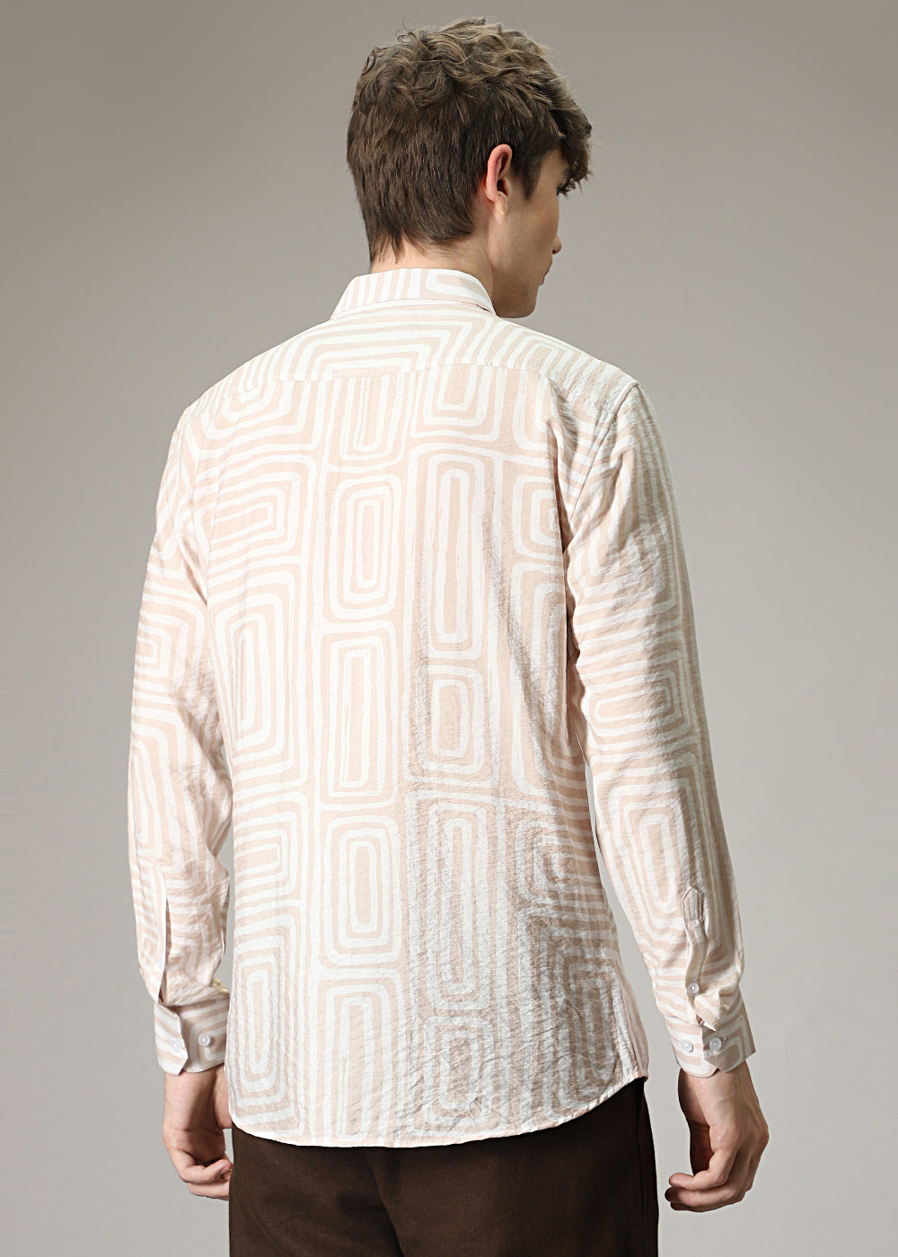 Beige Linear Print Shirt