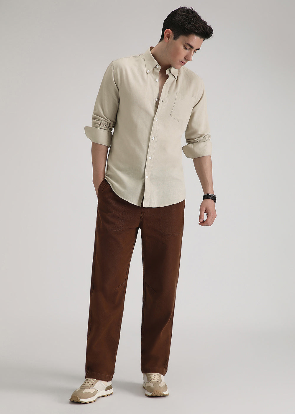 Beige Cotton Linen Shirt