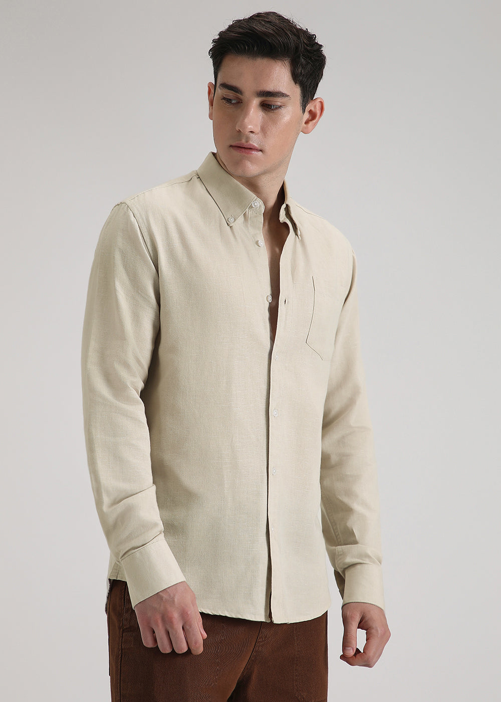 Beige Cotton Linen Shirt