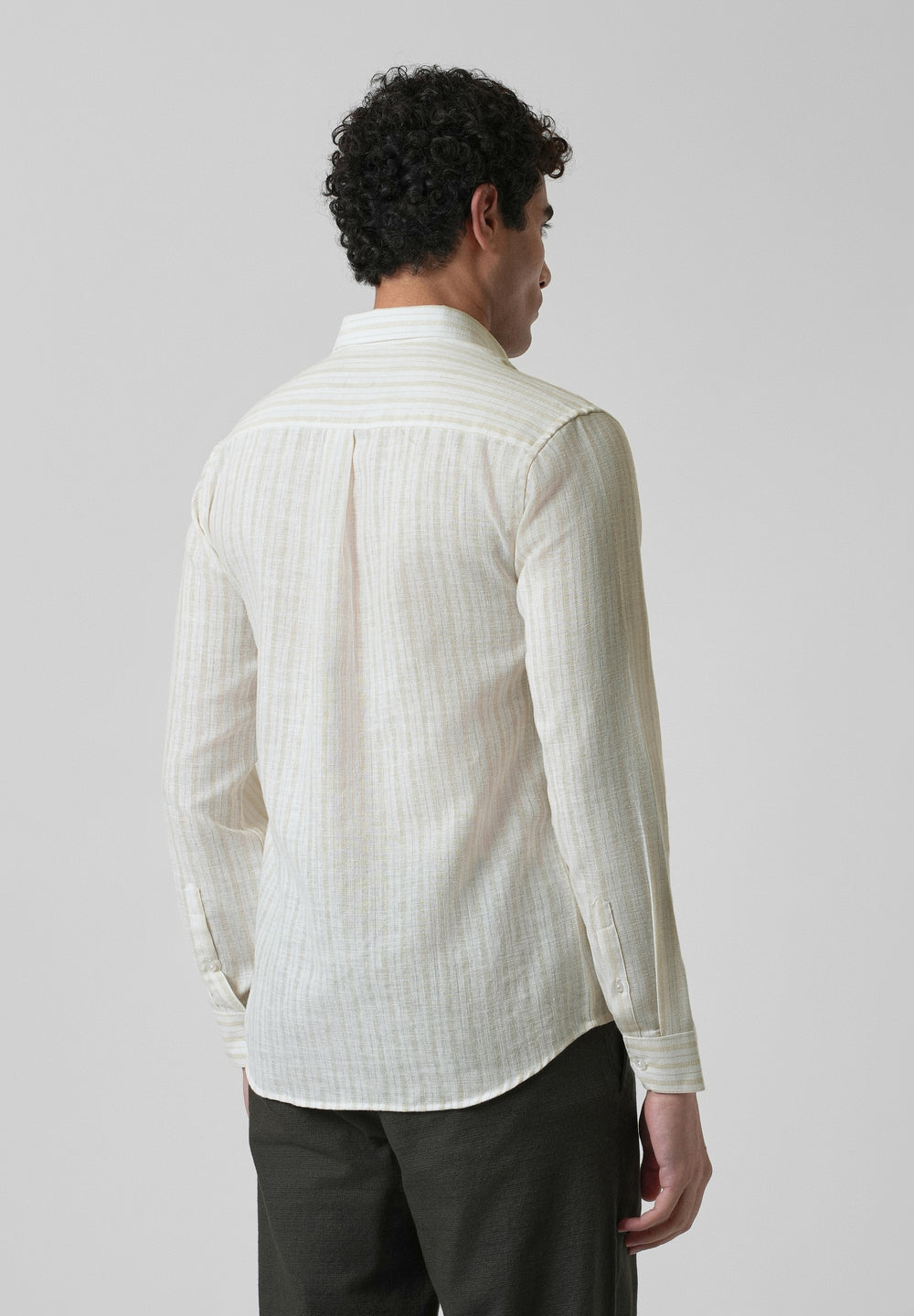 Beige Linen Stripe Shirt