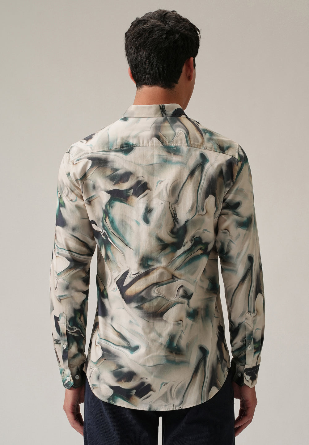 Beige Marbled Print Shirt