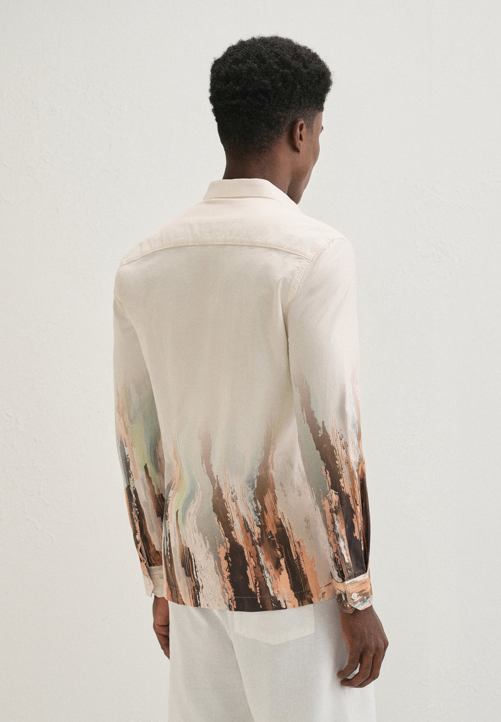 Beige Ochre Linear Printed Shirt