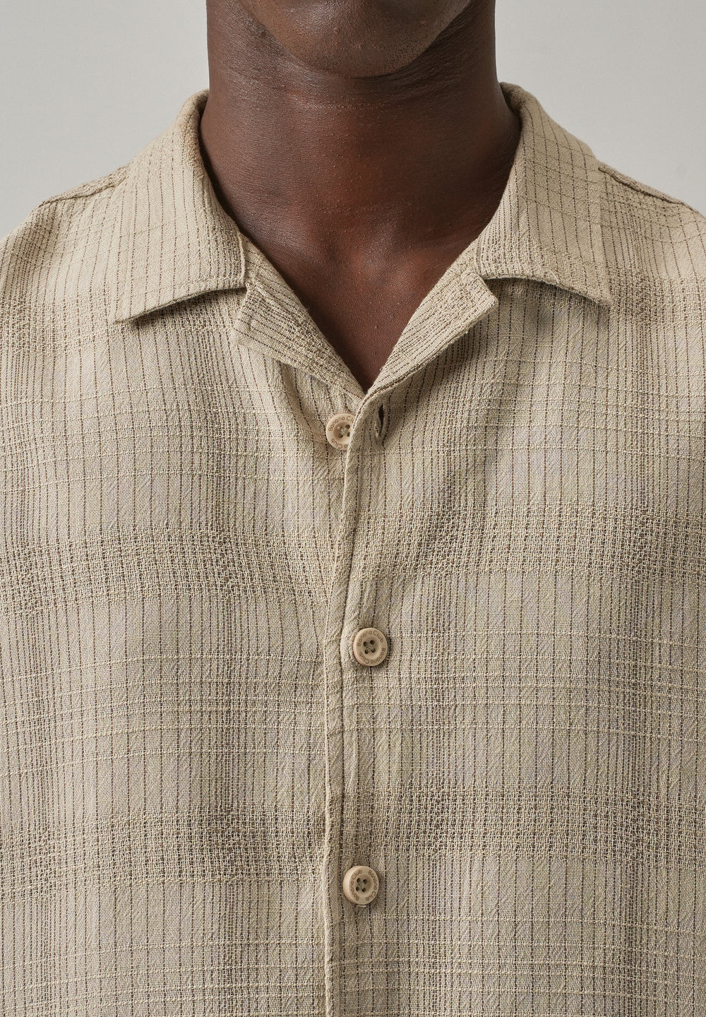 Beige Open Weave Cotton Shirt
