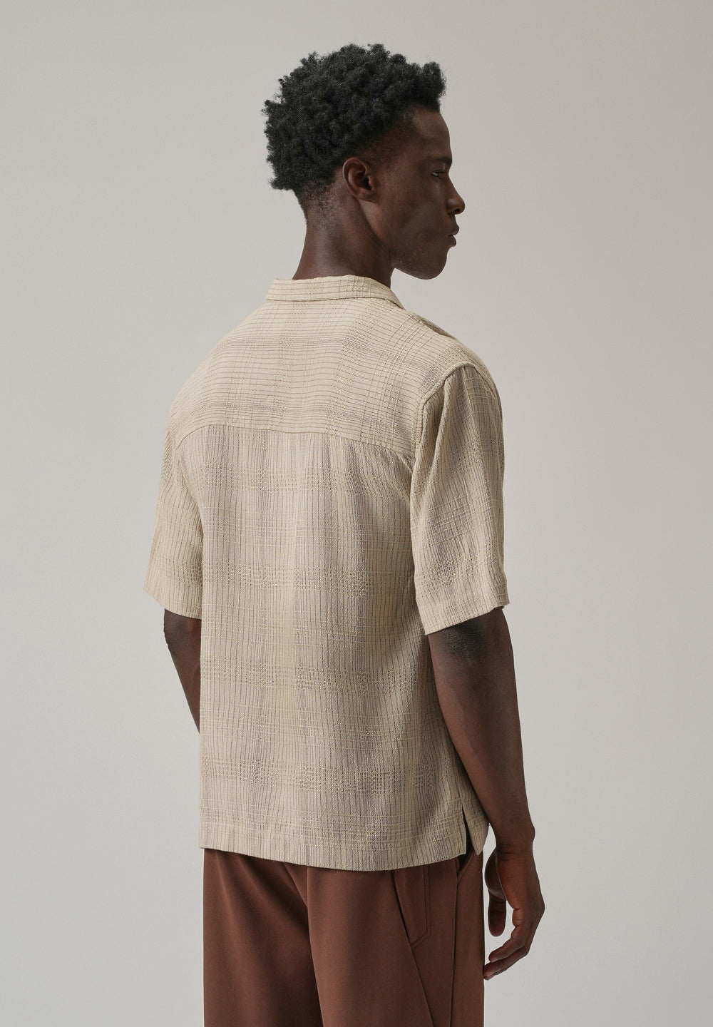 Beige Open Weave Cotton Shirt