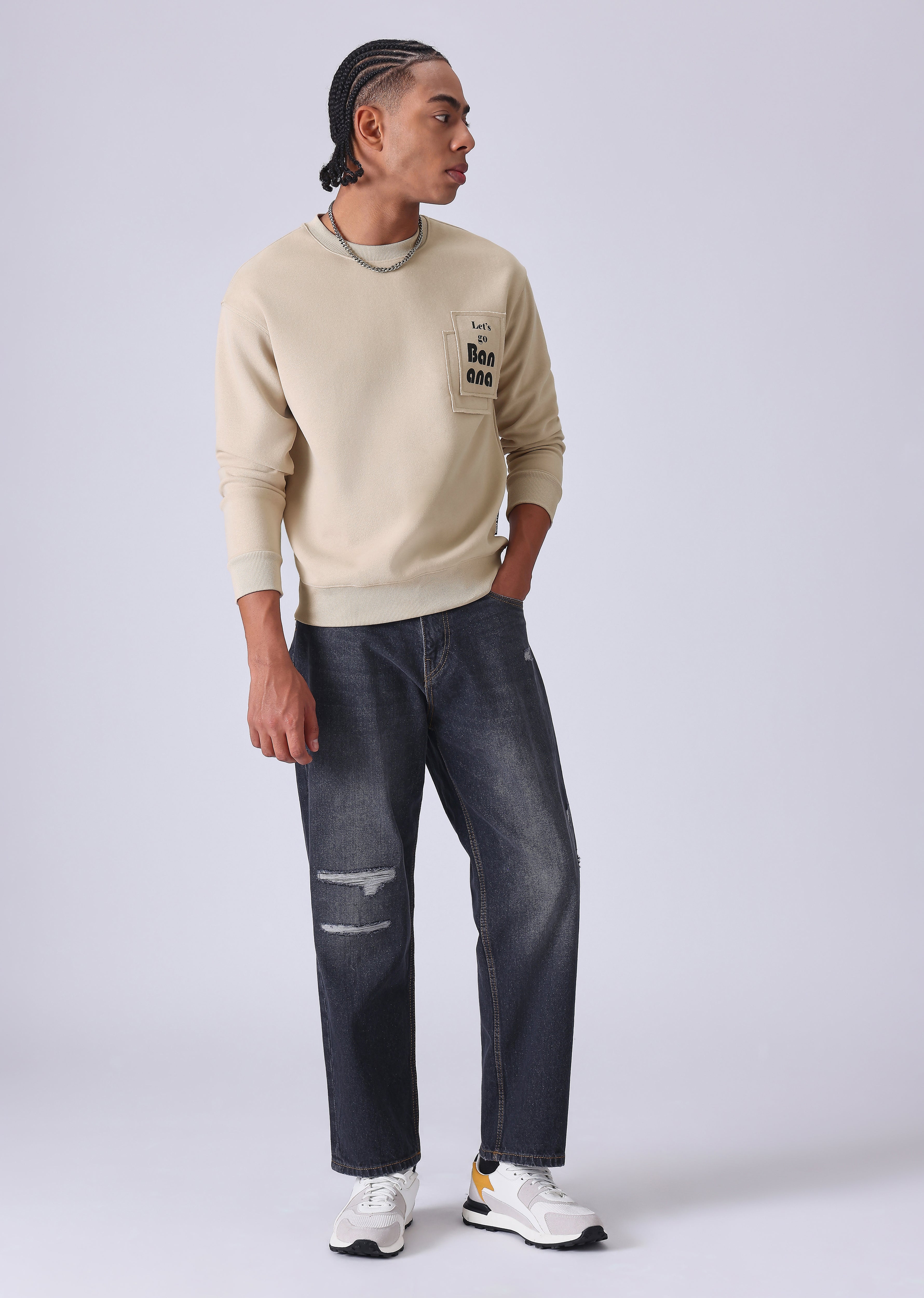 Beige Patch Sweatshirt