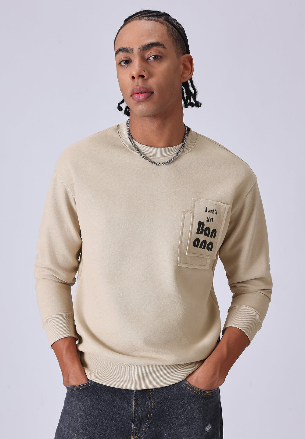 Beige Patch Sweatshirt