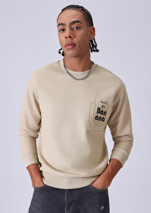 Beige Patch Sweatshirt