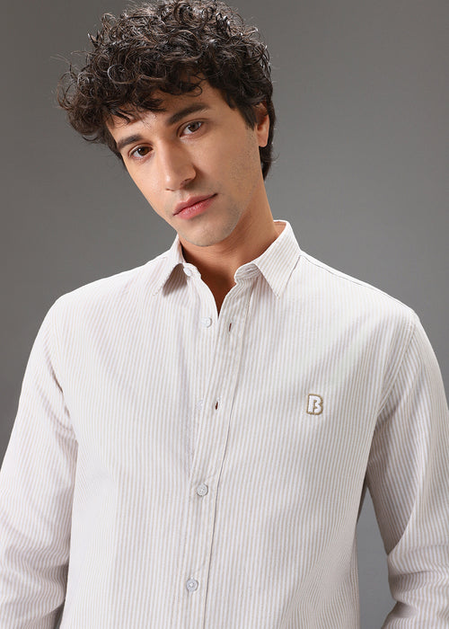 Beige Pin Stripe Shirt