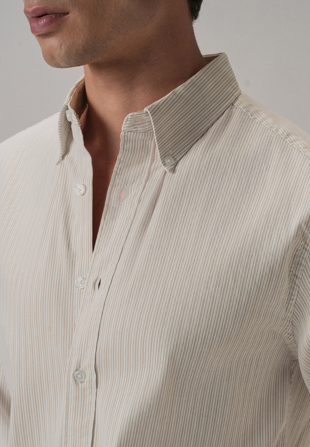 Beige Pinstripe Shirt