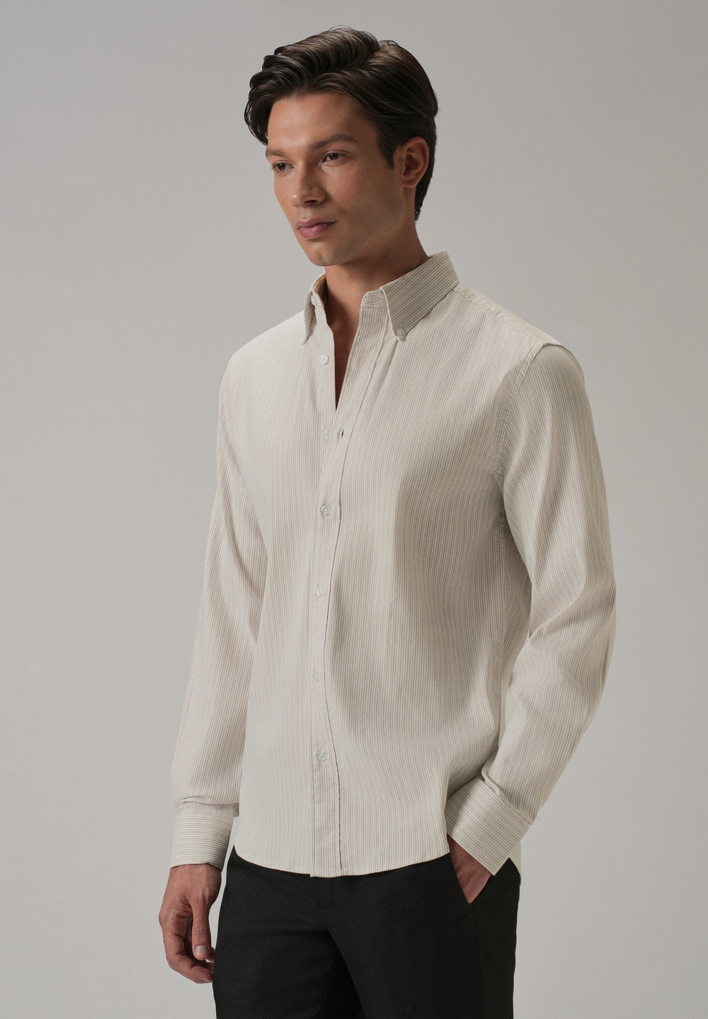 Beige Pinstripe Shirt