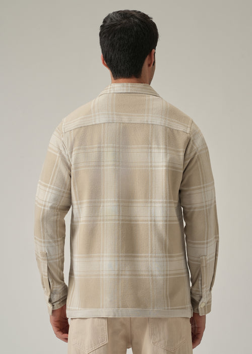 Beige Plaid Zip Pocket Shacket