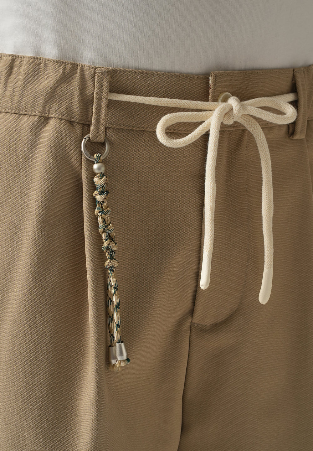 Beige Pleated Drawstring Pant