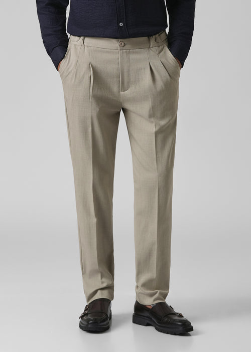Beige Pleated Gurkha Pant