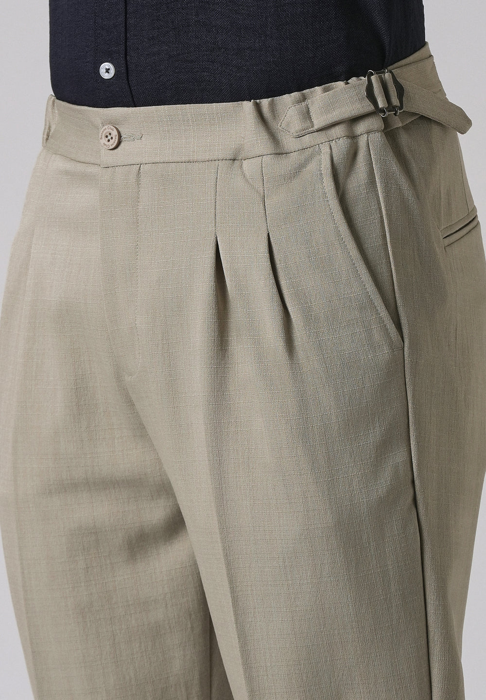 Beige Pleated Gurkha Pant