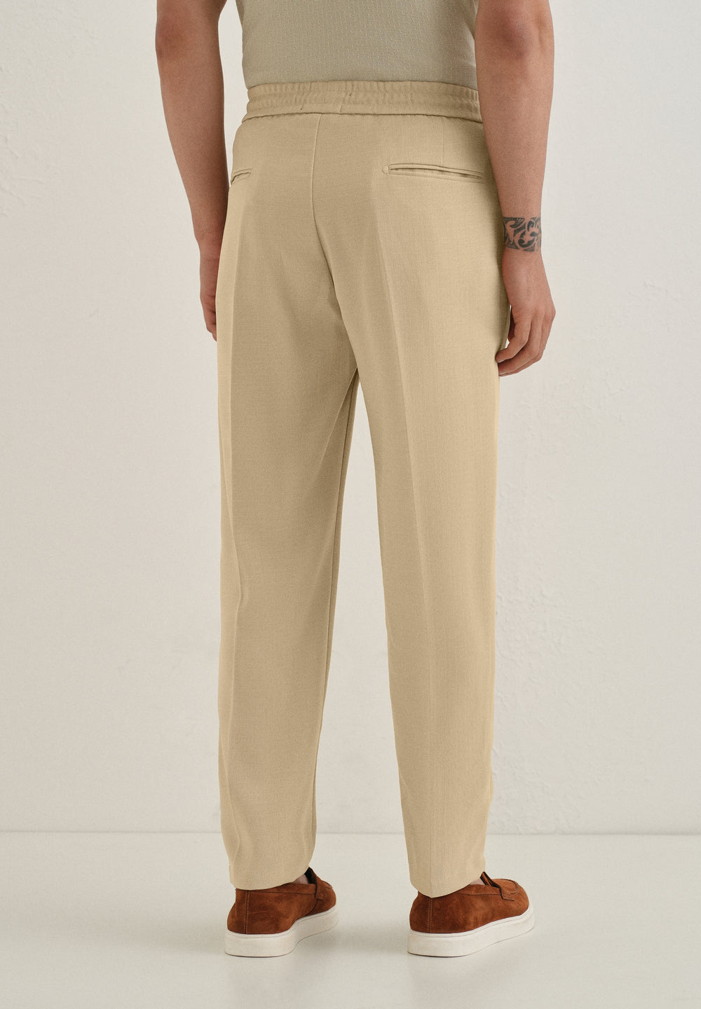 Beige Pleated Korean Pant