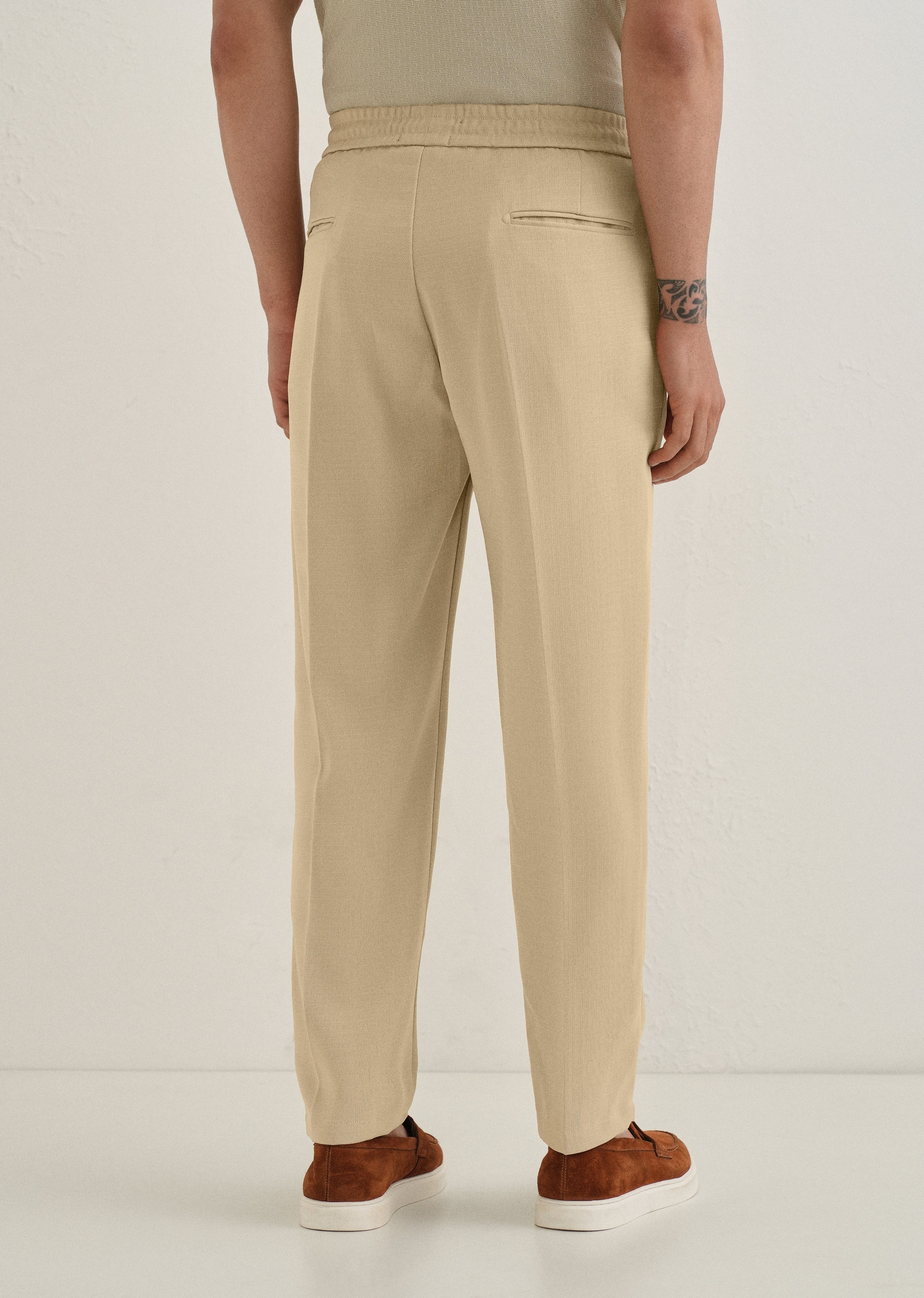 Beige Pleated Korean Pant