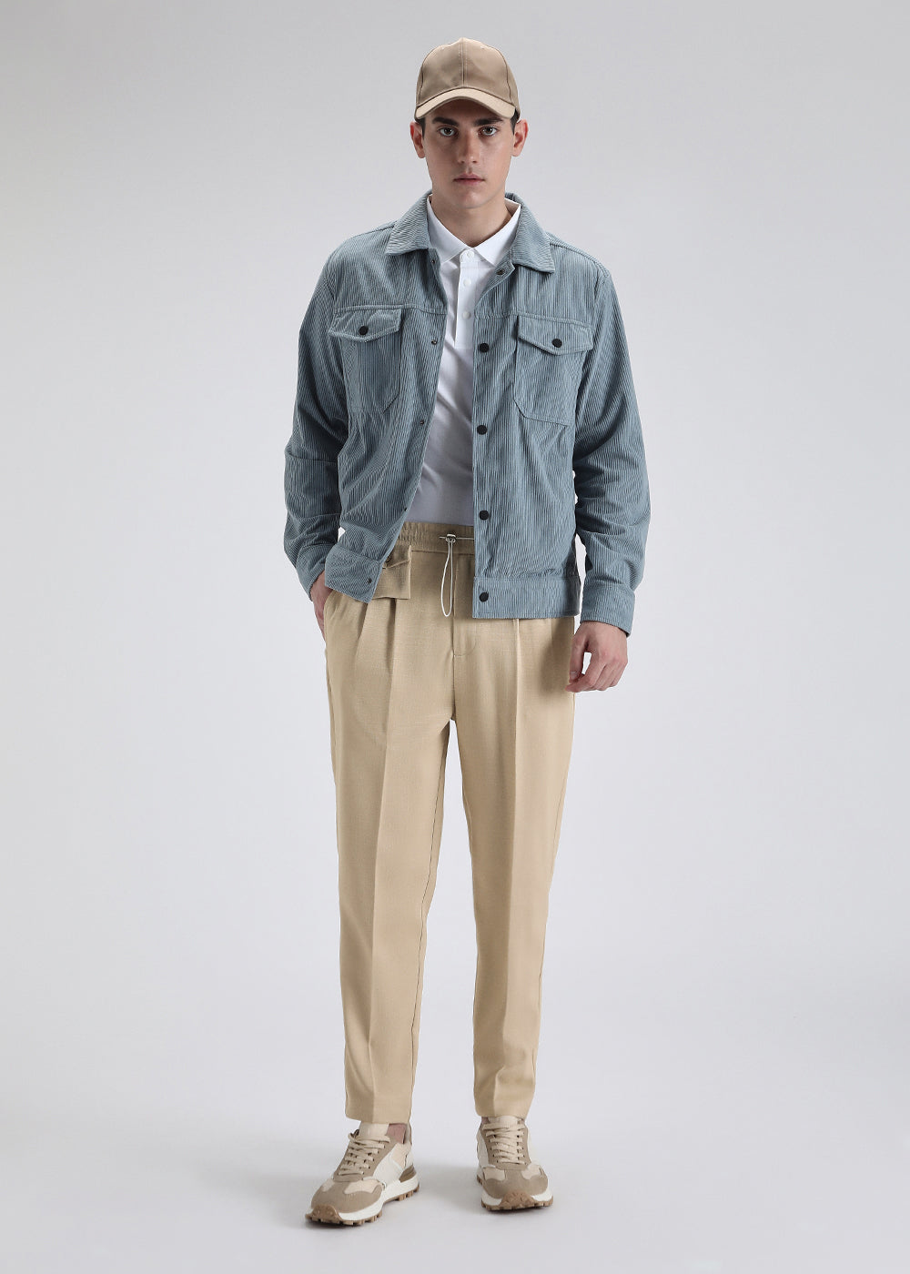 Beige Pleated Korean Pant