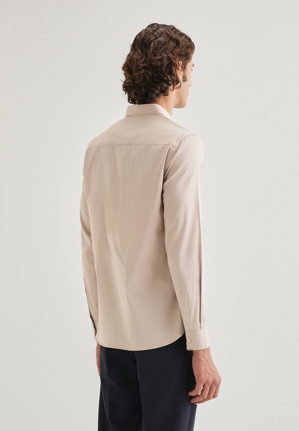 Beige Printed Cuff Shirt