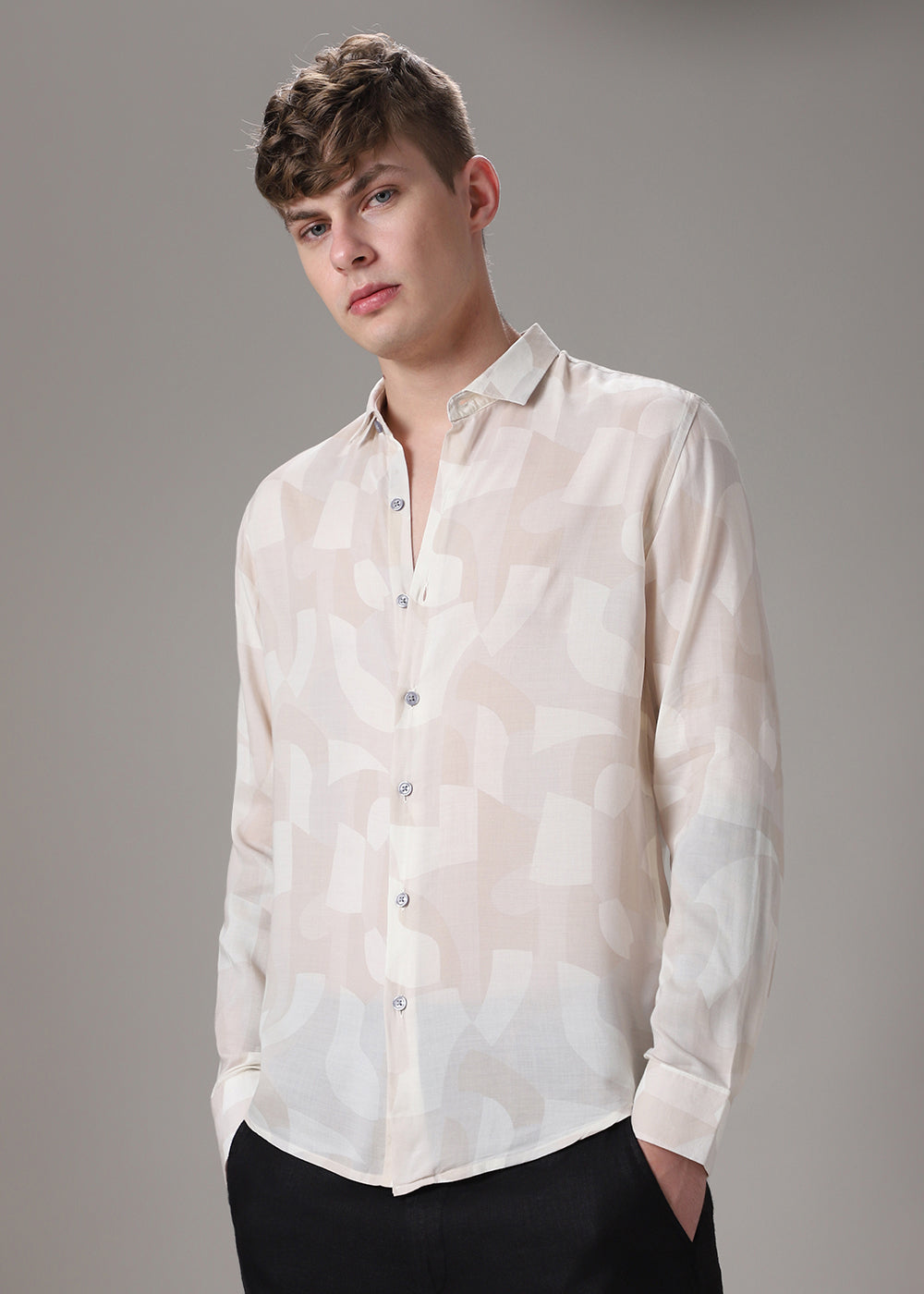 Beige Printed Shirt