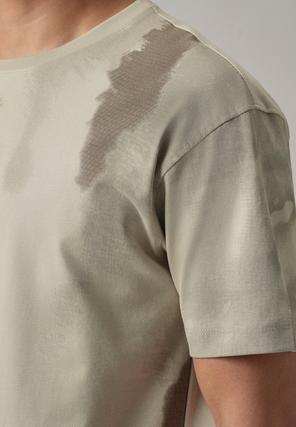 Beige Printed Slim Fit T-Shirt
