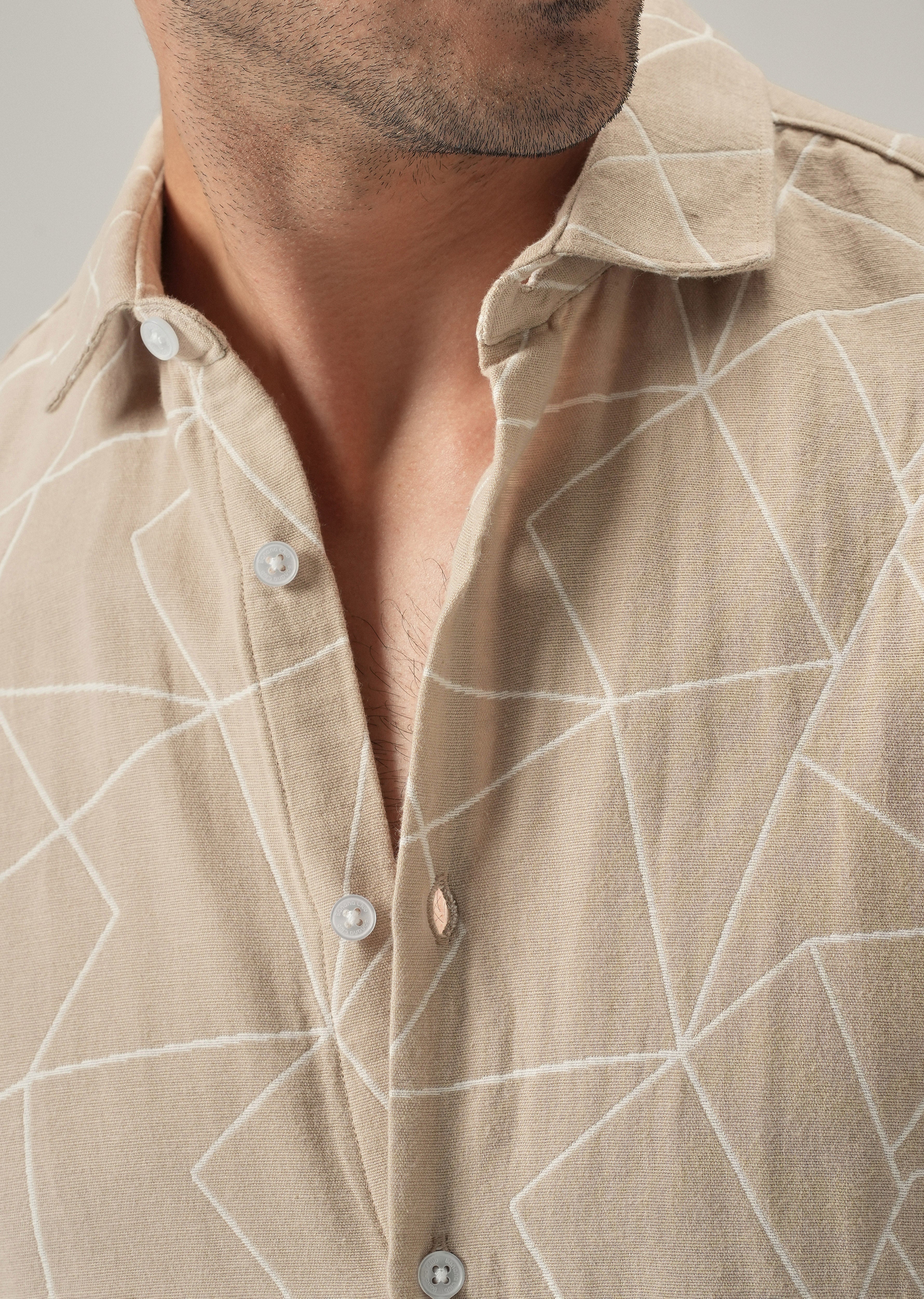 Beige Prism Pattern Shirt