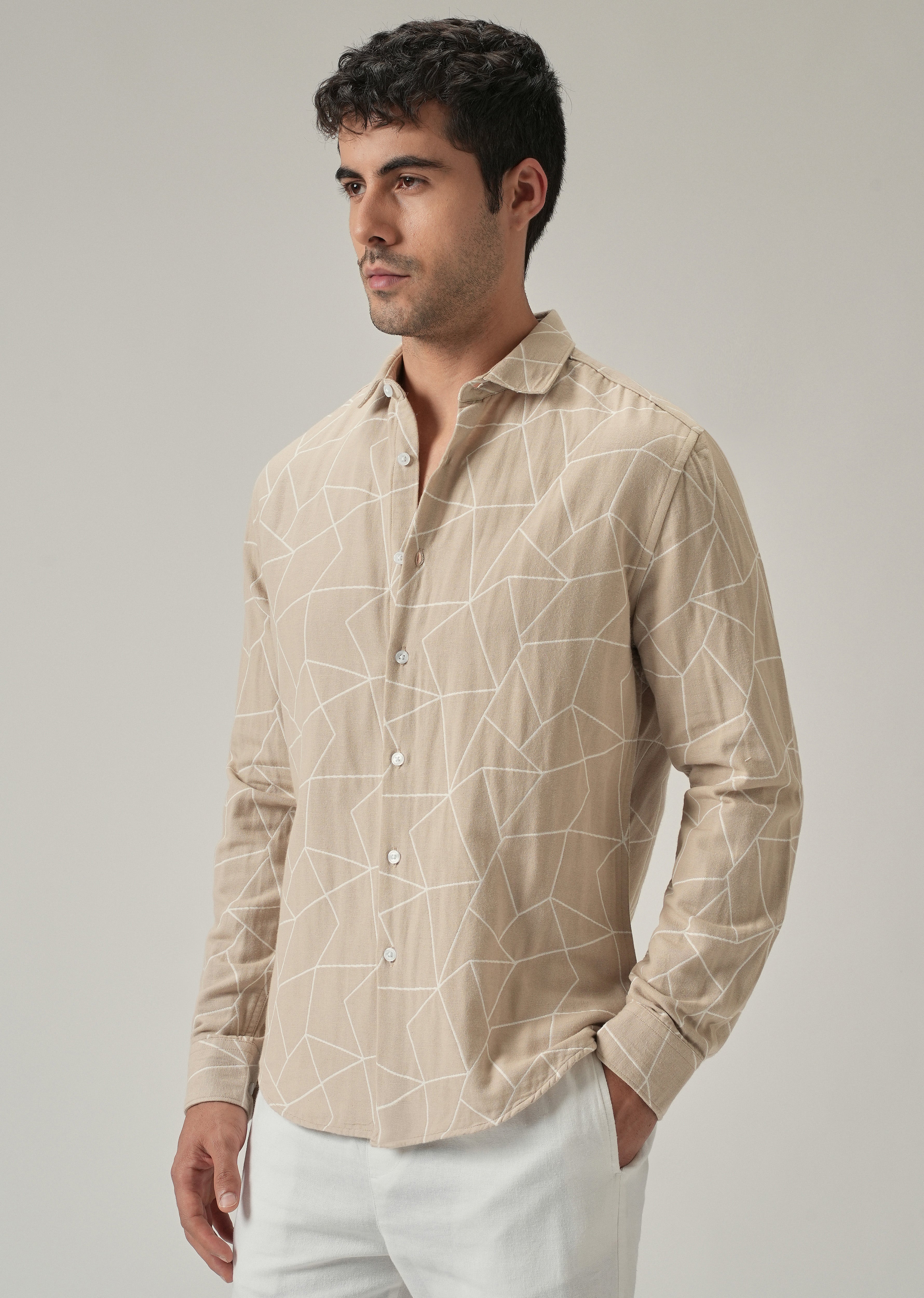 Beige Prism Pattern Shirt