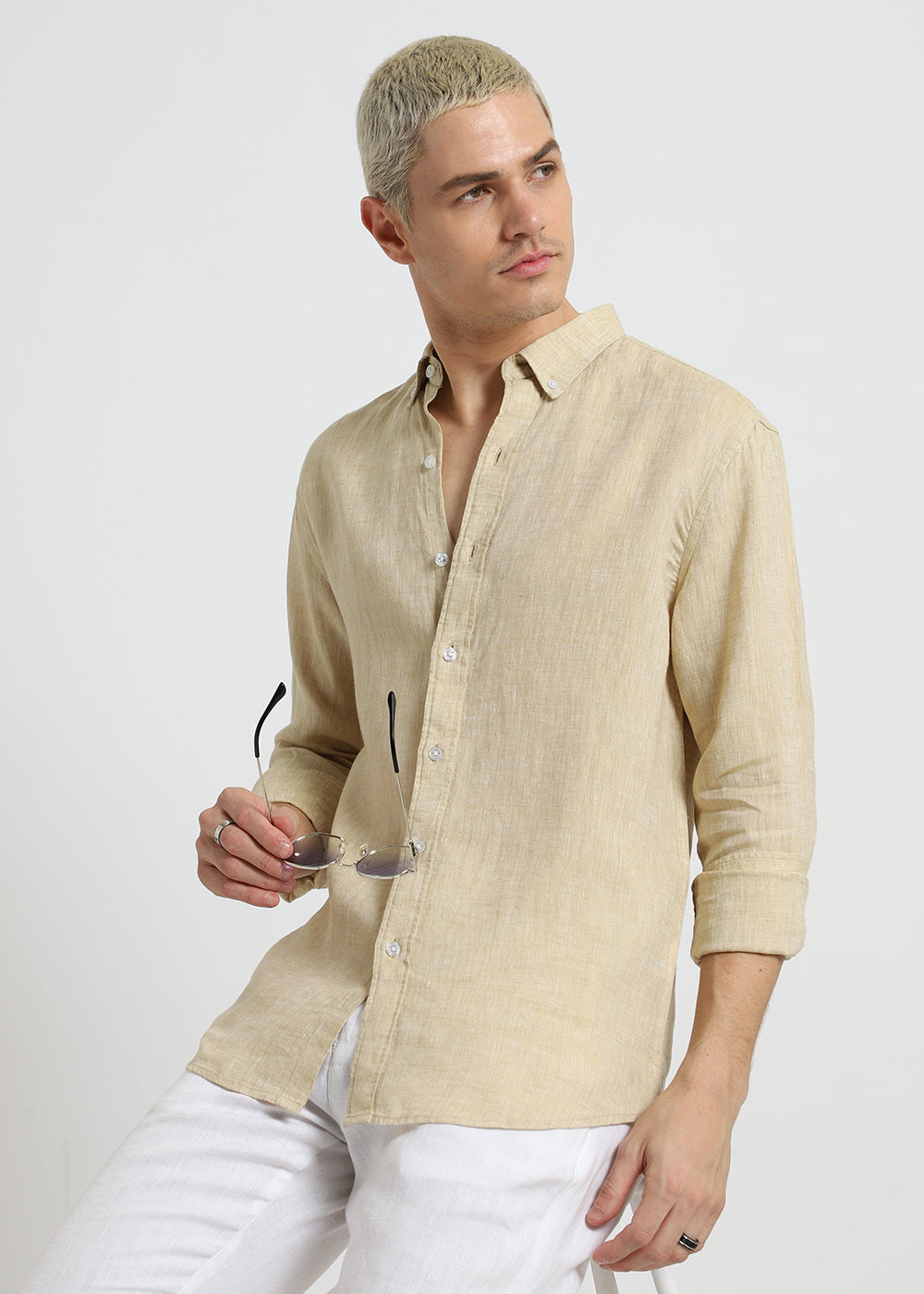 Sepia Beige Pure Irish Linen Shirt