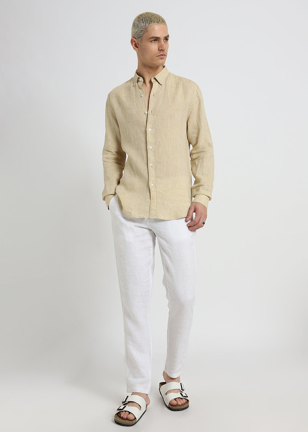 Sepia Beige Pure Irish Linen Shirt