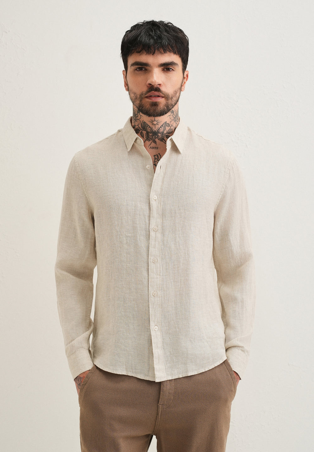 Light Beige Pure Linen Shirt