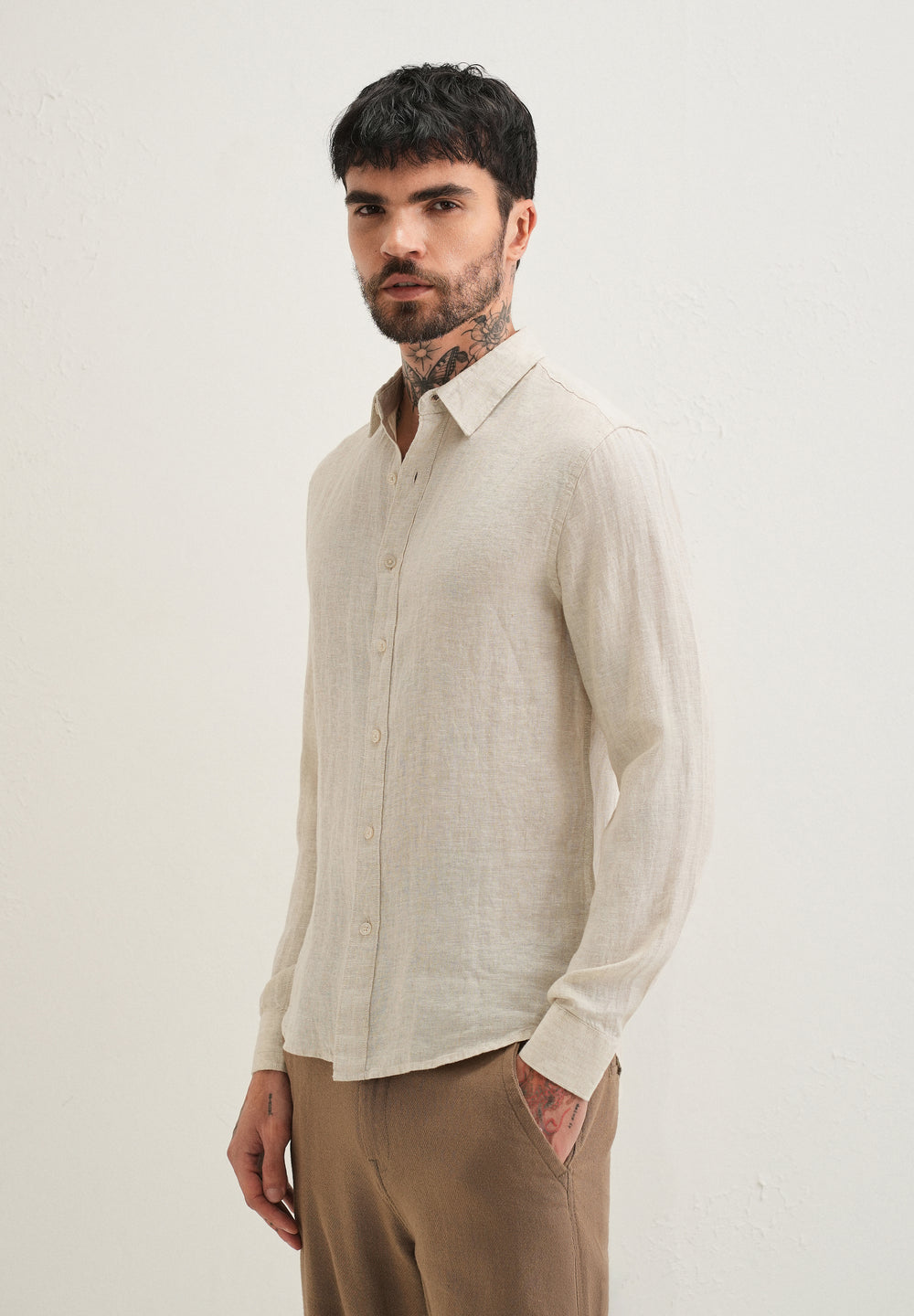 Light Beige Pure Linen Shirt