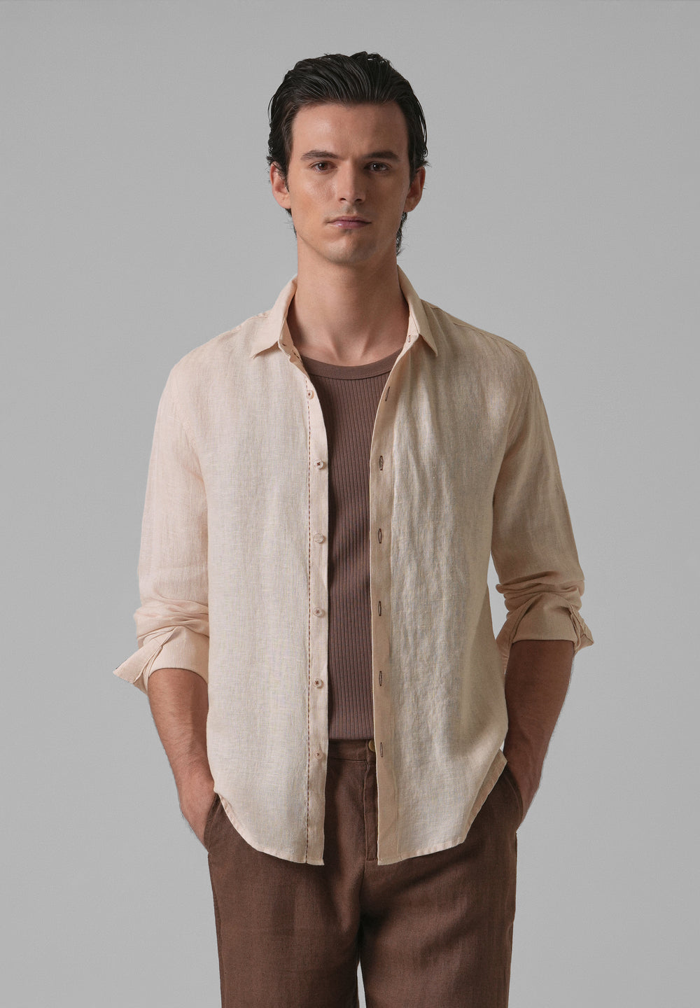 Beige Pure Linen Shirt