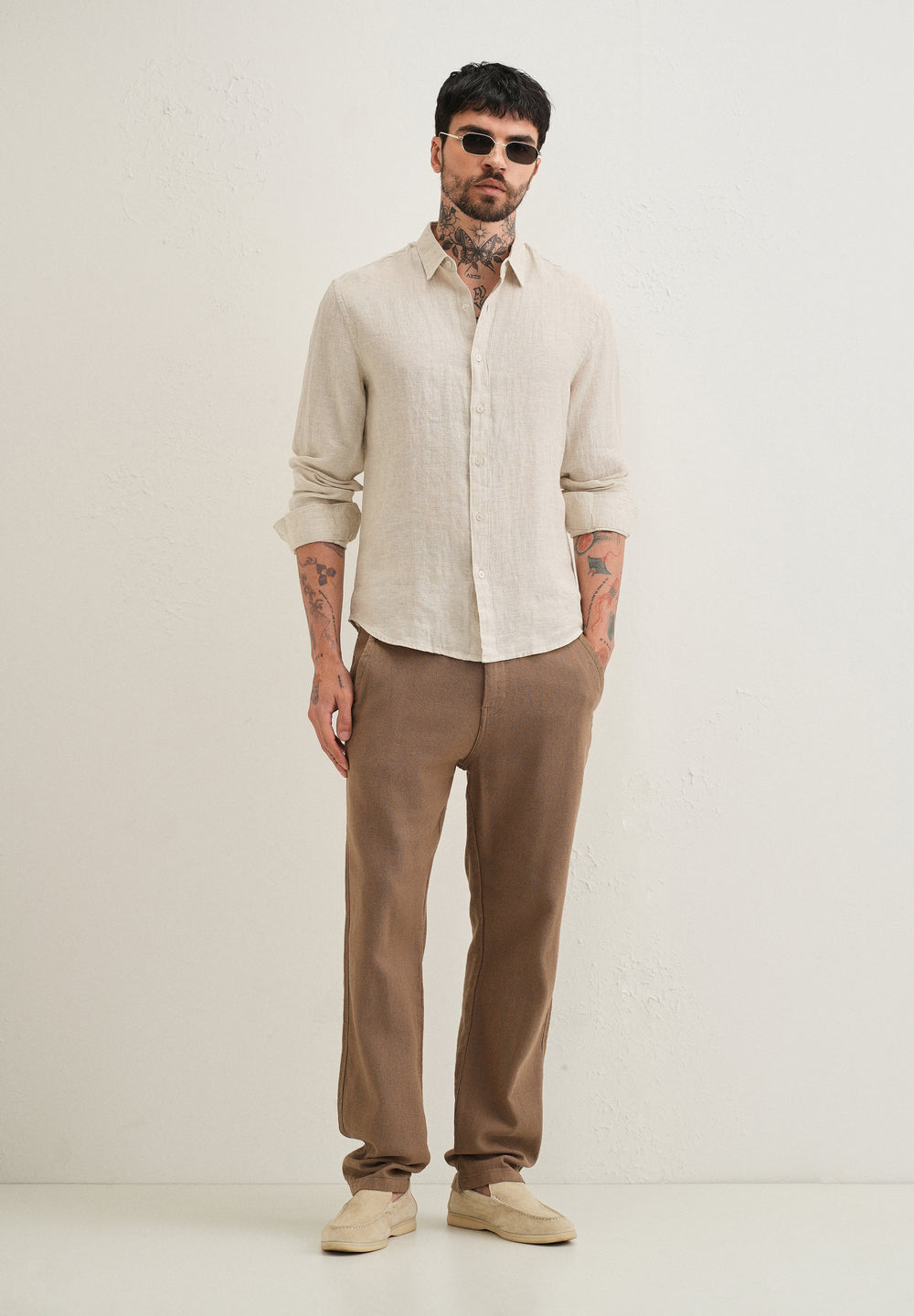 Light Beige Pure Linen Shirt