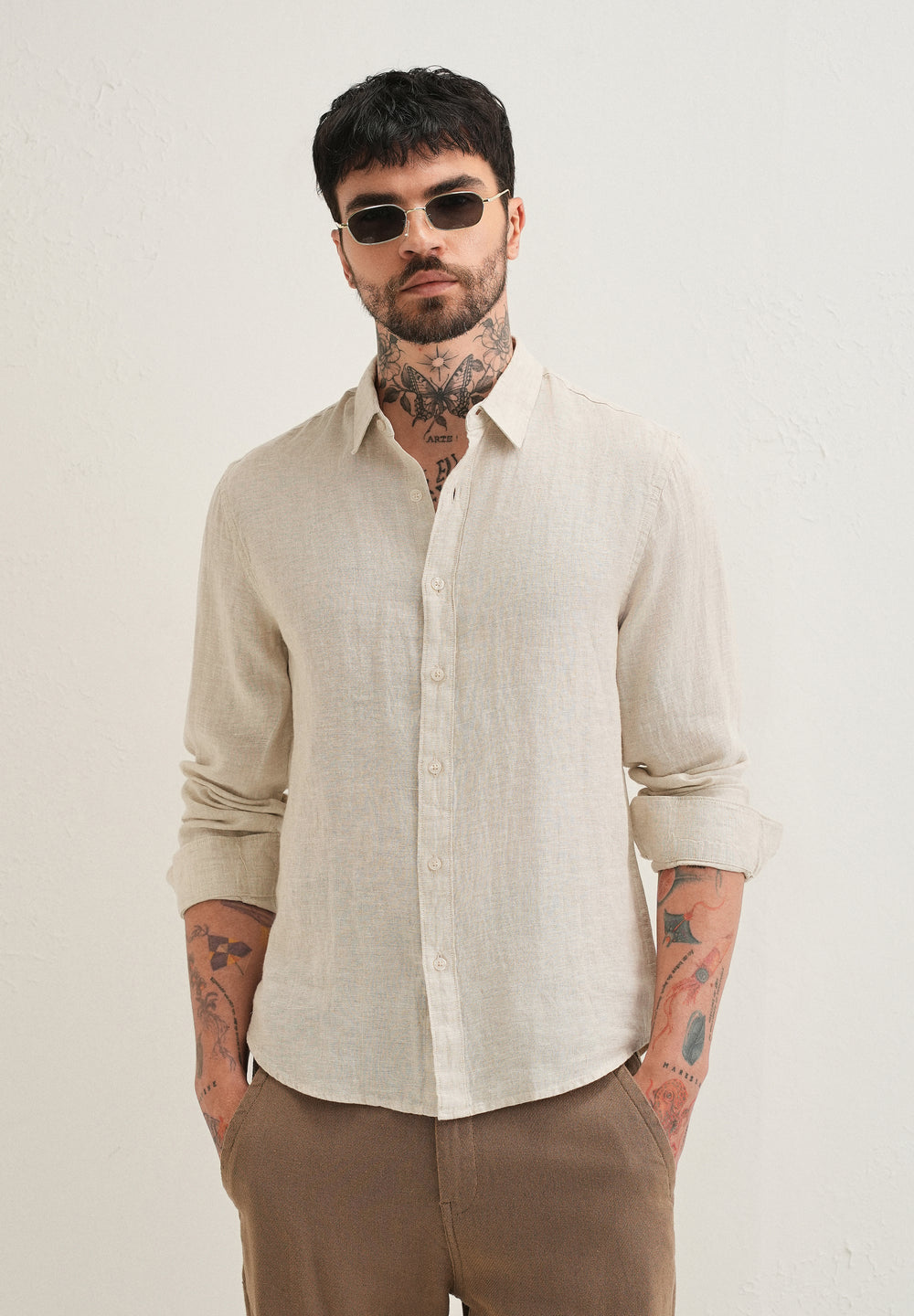 Light Beige Pure Linen Shirt