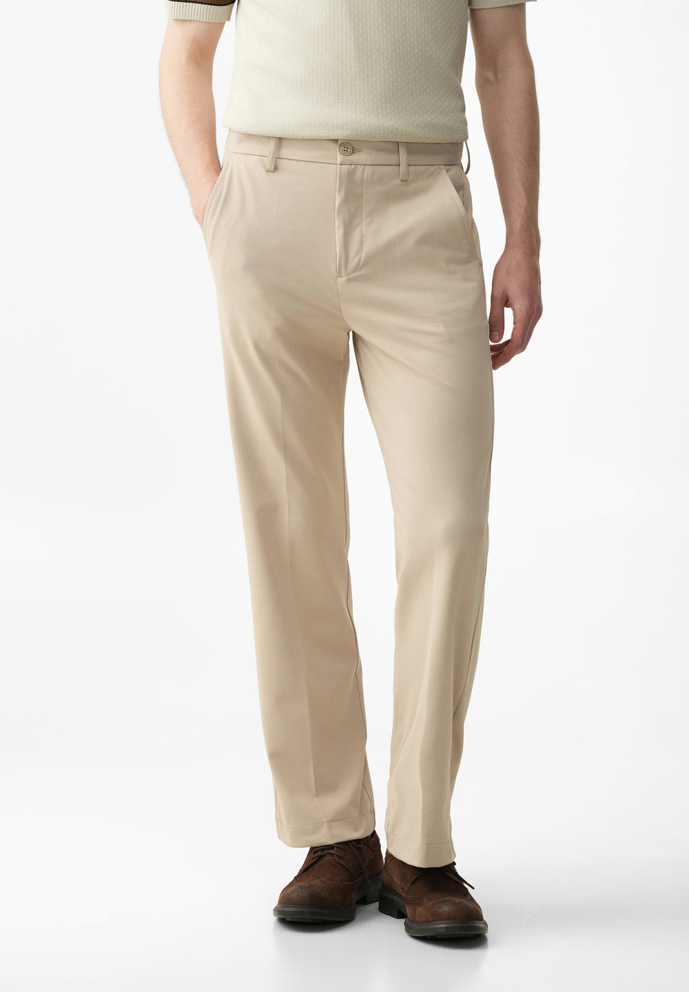 Beige Regular Fit Trouser