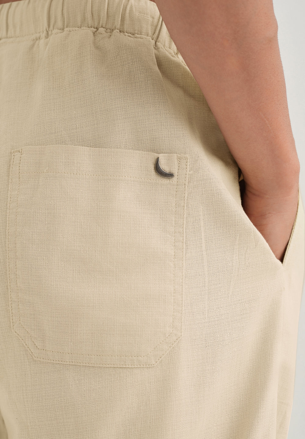 Beige Relaxed Fit Cotton Trouser
