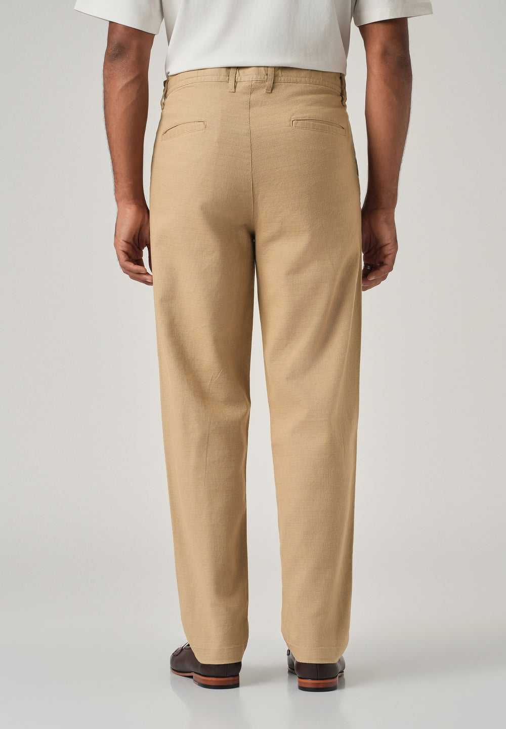 Beige Linen-Look Cotton Trousers