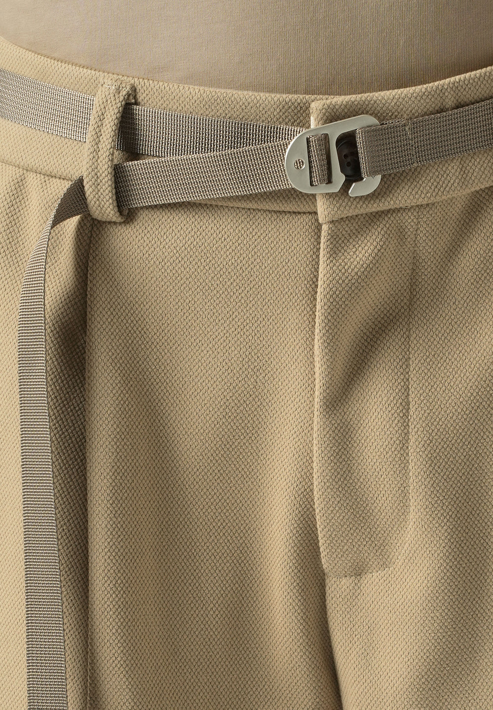 Beige Relaxed Fit Textured Pleated Pant