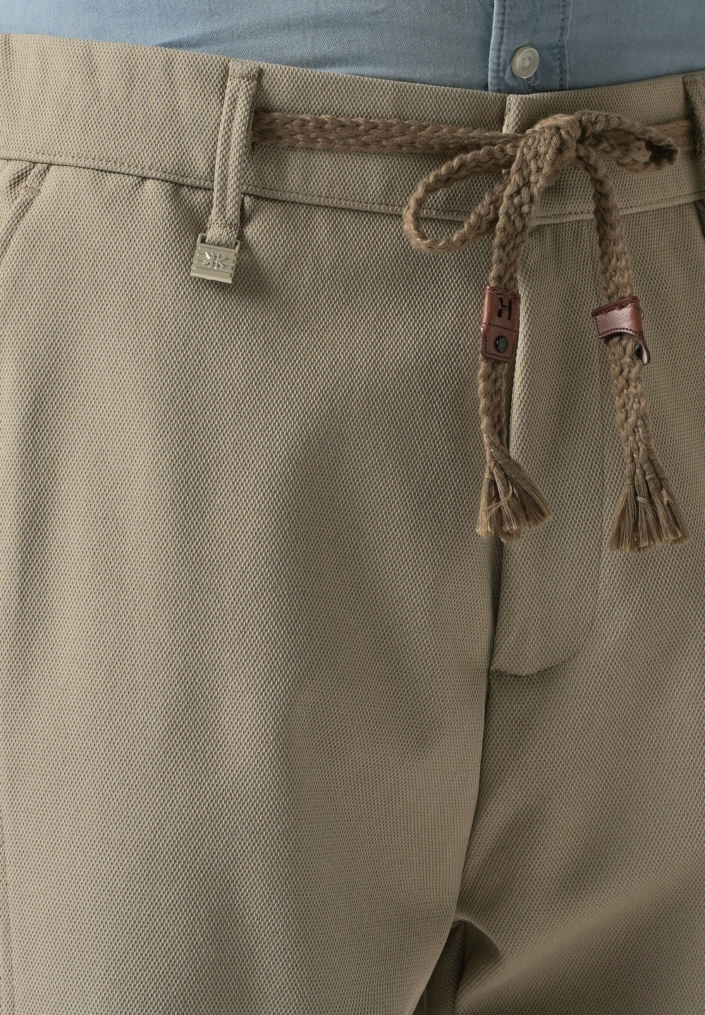 Beige Relaxed Fit Tie Waist Pant