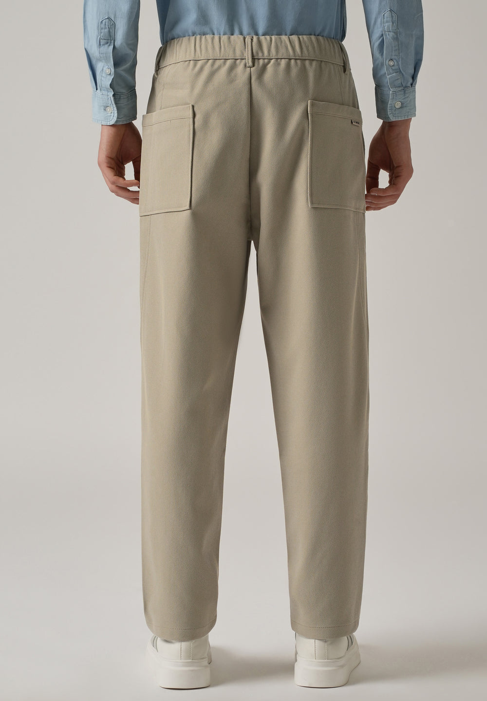 Beige Relaxed Fit Tie Waist Pant