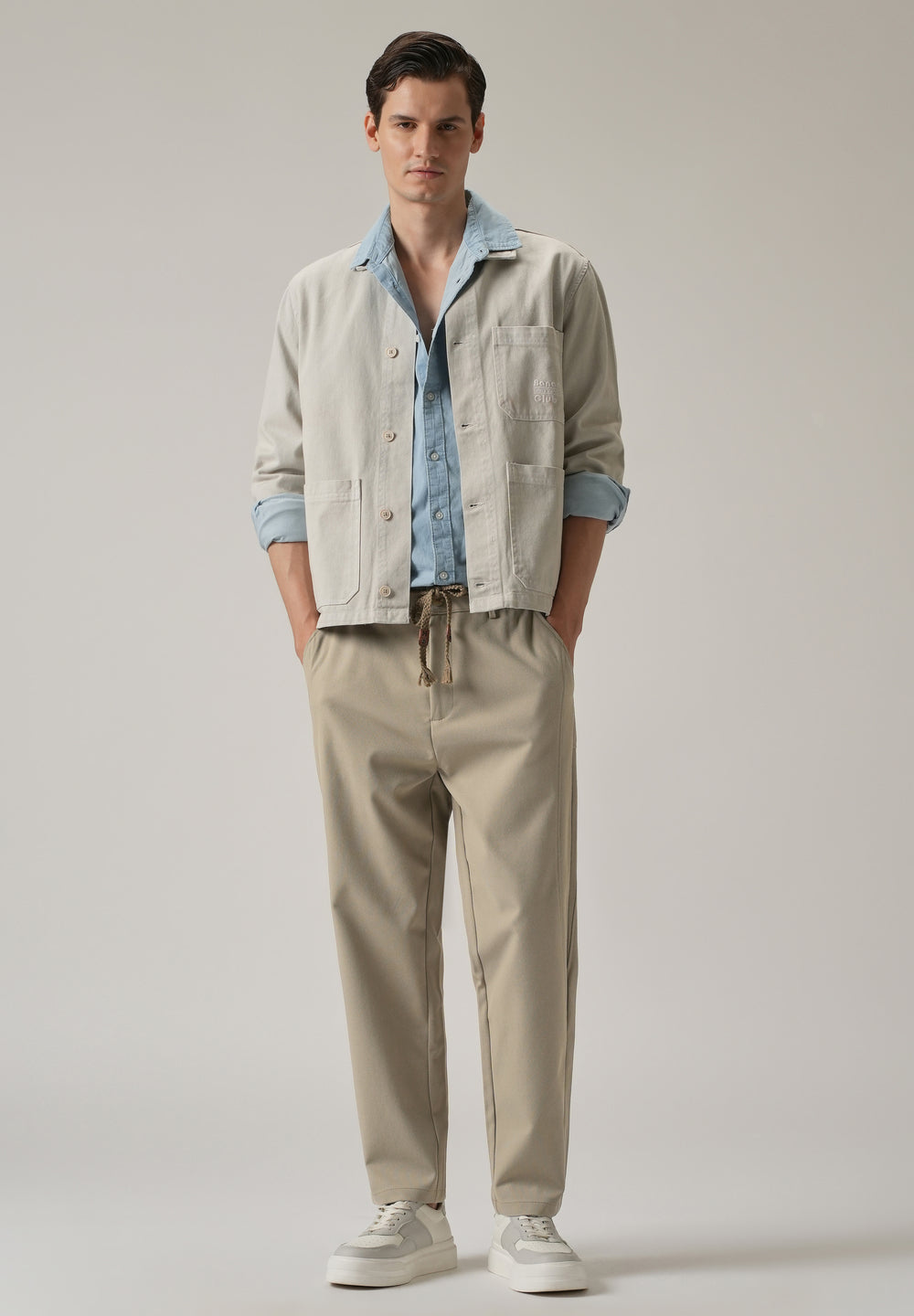 Beige Relaxed Fit Tie Waist Pant